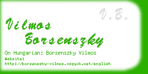 vilmos borsenszky business card